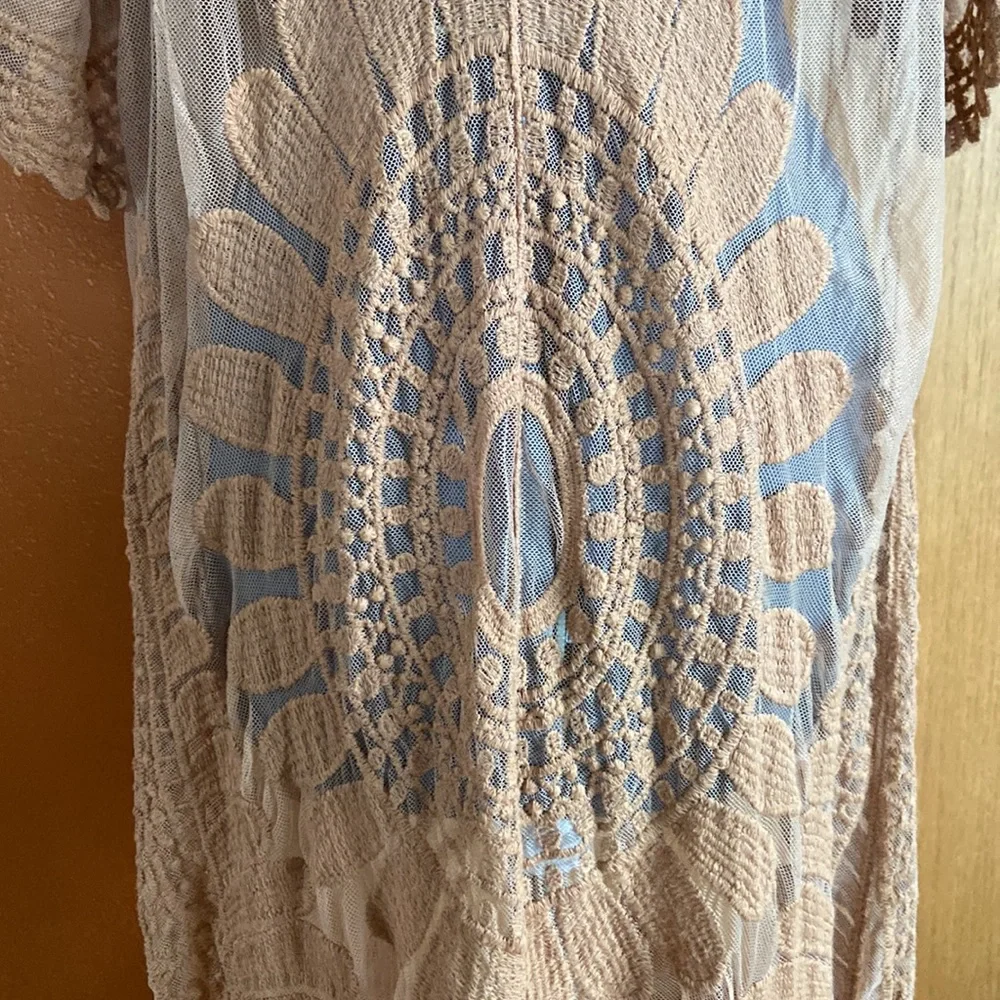 Rebellion Again Embroidered Mesh Duster Kimono - Picture 9 of 13